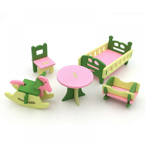 Miniature Dolls House Wooden Baby Nursery Room Furniture Kid Children Play Toy ~